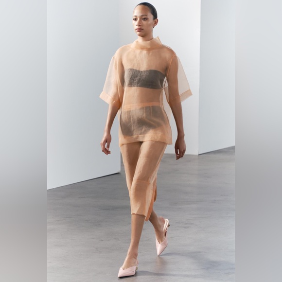 ZARA ORGANZA TOP SIZE M & MIDI SKIRT SIZE L - Picture 2 of 12